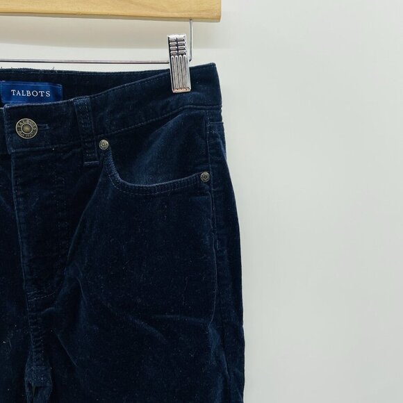 Talbots Petite Womens Size 2P High Waist Straight Leg Corduroy Pants in Blue 277 - Picture 3 of 8